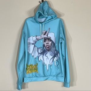 Billie Eilish Front & Back Graffiti Graphic Hoodie - Size XL - Rare Color/Print